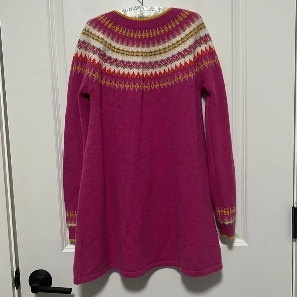 Mini Boden Girls Fair Isle Long Sleeve Jumper Dress Pink Multi Color size 11-12